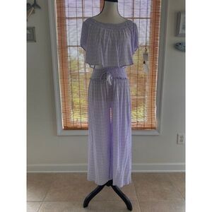 Lilac and White Crop top and pants set